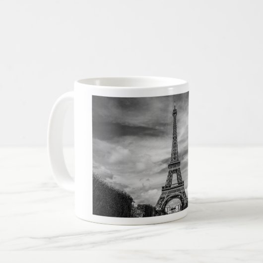 Black & White Eiffel Tower Paris Frankrijk Koffiemok (Voorkant links)