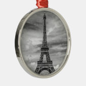 Black & White Eiffel Tower Paris Frankrijk Metalen Ornament (Rechts)