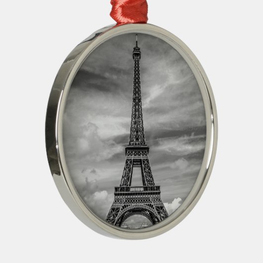 Black & White Eiffel Tower Paris Frankrijk Metalen Ornament (Rechts)