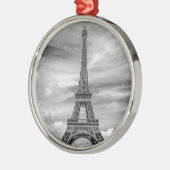 Black & White Eiffel Tower Paris Frankrijk Metalen Ornament (Links)