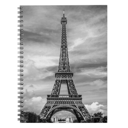 Black & White Eiffel Tower Paris Frankrijk Notitieboek (Voorkant)