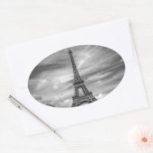 Black & White Eiffel Tower Paris Frankrijk Ovale Sticker (Envelop)