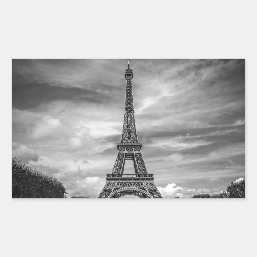 Black & White Eiffel Tower Paris Frankrijk Rechthoekige Sticker (Voorkant)