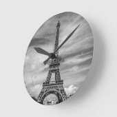 Black & White Eiffel Tower Paris Frankrijk Ronde Klok (Hoek)