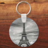 Black & White Eiffel Tower Paris Frankrijk Sleutelhanger (Voorkant)