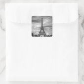 Black & White Eiffel Tower Paris Frankrijk Vierkante Sticker (Tas)