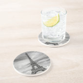 Black & White Eiffel Tower Paris Frankrijk Zandsteen Onderzetter (Zijkant)