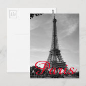 Black White Eiffel Tower Paris Love City Travel Briefkaart (Voorkant / Achterkant)