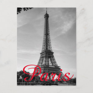 Black White Eiffel Tower Paris Love City Travel Briefkaart