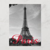 Black White Eiffel Tower Paris Love City Travel Briefkaart (Voorkant)