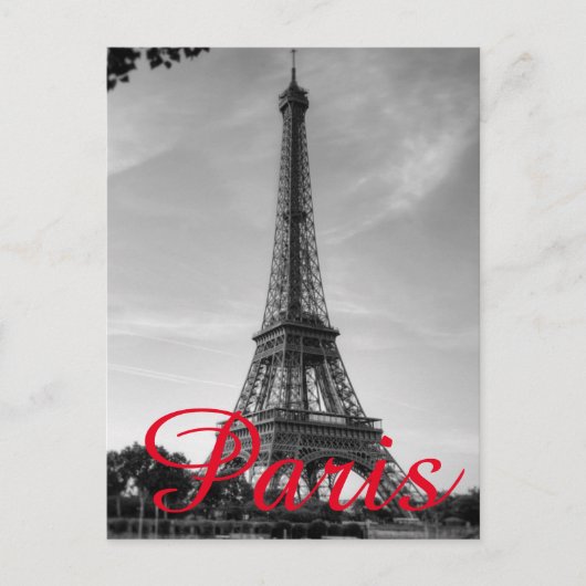 Black White Eiffel Tower Paris Love City Travel Briefkaart (Voorkant)
