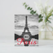 Black White Eiffel Tower Paris Love City Travel Briefkaart (Staand voorkant)