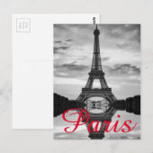 Black White Eiffel Tower Paris Love City Travel Briefkaart (Voorkant / Achterkant)