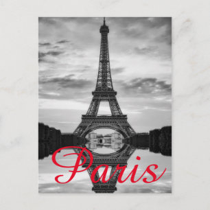 Black White Eiffel Tower Paris Love City Travel Briefkaart