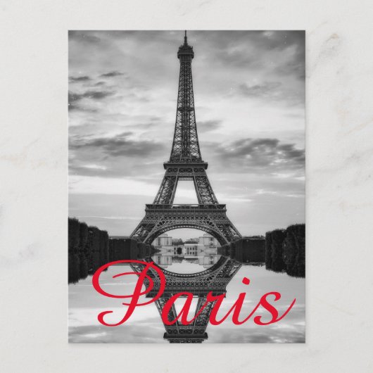 Black White Eiffel Tower Paris Love City Travel Briefkaart (Voorkant)