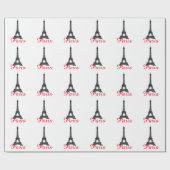 Black White Eiffel Tower Paris Love City Travel Cadeaupapier (Vlak)