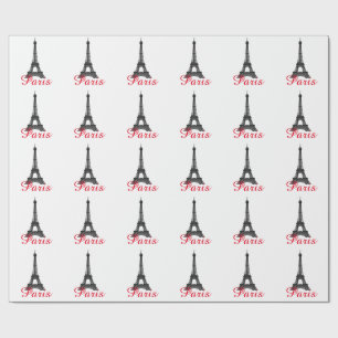 Black White Eiffel Tower Paris Love City Travel Cadeaupapier