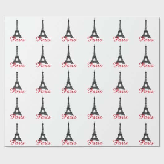 Black White Eiffel Tower Paris Love City Travel Cadeaupapier (Vlak)