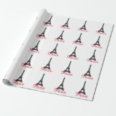 Black White Eiffel Tower Paris Love City Travel Cadeaupapier (Uitgerold)