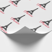Black White Eiffel Tower Paris Love City Travel Cadeaupapier (Hoek)