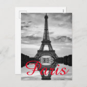 Black White Eiffel Tower Paris Love City Travel Feestdagenkaart (Voorkant / Achterkant)