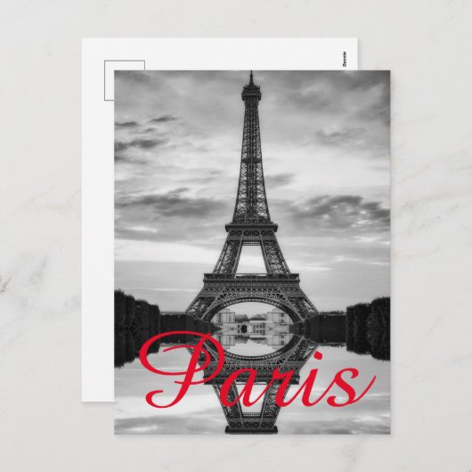 Black White Eiffel Tower Paris Love City Travel Feestdagenkaart (Voorkant / Achterkant)