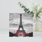 Black White Eiffel Tower Paris Love City Travel Kaart (Staand voorkant)
