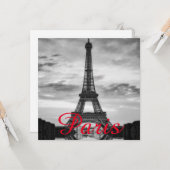 Black White Eiffel Tower Paris Love City Travel Kaart (Voorkant / Achterkant in situ)