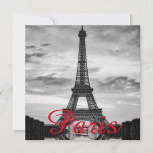 Black White Eiffel Tower Paris Love City Travel Kaart