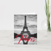 Black White Eiffel Tower Paris Love City Travel Kaart (Voorkant)