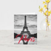 Black White Eiffel Tower Paris Love City Travel Kaart (Gele Bloem)