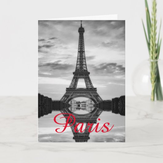 Black White Eiffel Tower Paris Love City Travel Kaart (Voorkant)