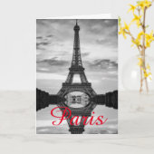 Black White Eiffel Tower Paris Love City Travel Kaart (Gele Bloem)