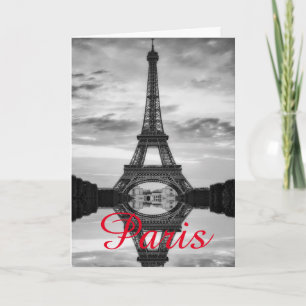 Black White Eiffel Tower Paris Love City Travel Kaart