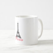 Black White Eiffel Tower Paris Love City Travel Koffiemok (Voorkant rechts)