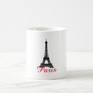 Black White Eiffel Tower Paris Love City Travel Koffiemok