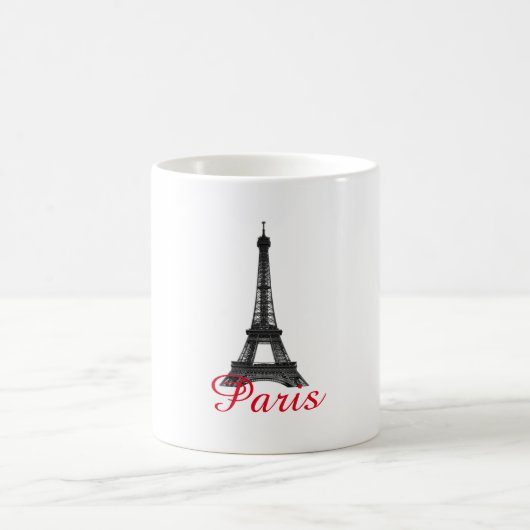 Black White Eiffel Tower Paris Love City Travel Koffiemok (Center)