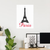 Black White Eiffel Tower Paris Love City Travel Poster (Thuiskantoor)