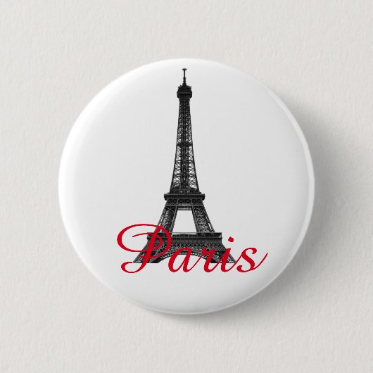 Black White Eiffel Tower Paris Love City Travel Ronde Button 5,7 Cm (Voorkant)
