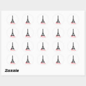 Black White Eiffel Tower Paris Love City Travel Ronde Sticker (Vel)