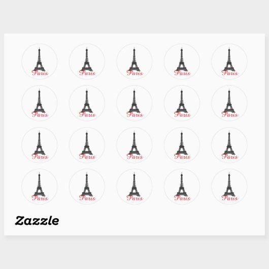 Black White Eiffel Tower Paris Love City Travel Ronde Sticker (Vel)