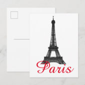 Black White Eiffel Tower Paris Love City Travel Uitnodiging Briefkaart (Voorkant / Achterkant)