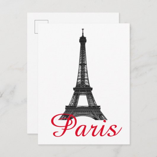 Black White Eiffel Tower Paris Love City Travel Uitnodiging Briefkaart (Voorkant / Achterkant)