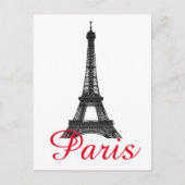 Black White Eiffel Tower Paris Love City Travel Uitnodiging Briefkaart (Voorkant)