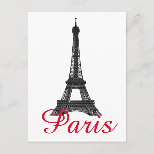 Black White Eiffel Tower Paris Love City Travel Uitnodiging Briefkaart (Voorkant)