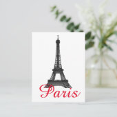 Black White Eiffel Tower Paris Love City Travel Uitnodiging Briefkaart (Staand voorkant)