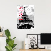 Black White Eiffel Tower Paris Poster (Thuiskantoor)