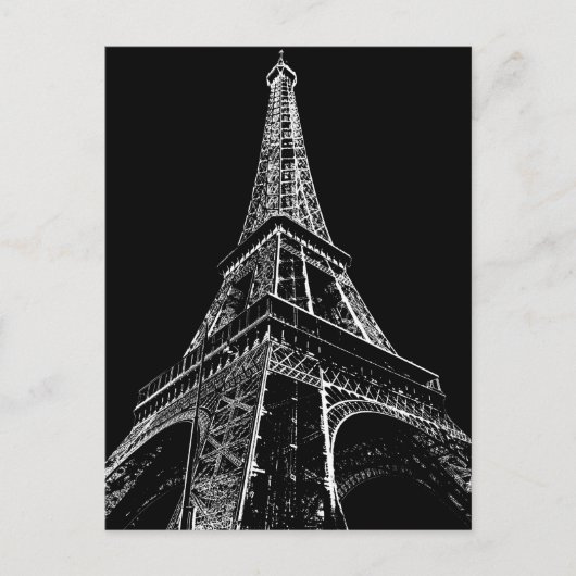 Black White Eiffel Tower Paris Travel Vintage  Briefkaart (Voorkant)