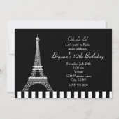 Black White Eiffeltoren Paris Uitnodiging voor een (Voorkant)