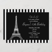 Black White Eiffeltoren Paris Uitnodiging voor een (Voorkant / Achterkant)